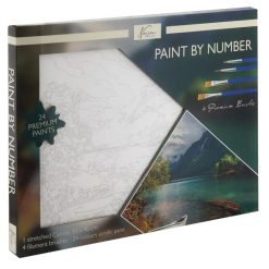 Set pictura pe numere 30x40 cm peisaj cu 24 culori si 4 pensule