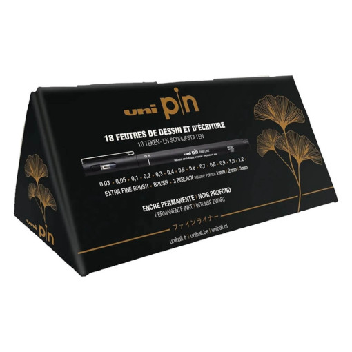 Set 18 linere Uni Pin in cutie cadou piramida