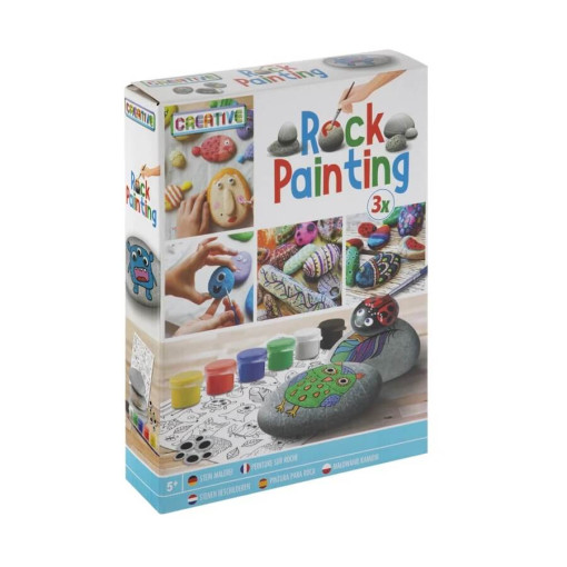 Set creativ pictura pe pietre cu pensule si culori