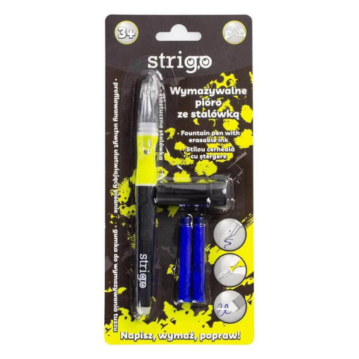 Stilou Strigo cerneala cu stergere cu 2 rezerve, dispozitiv curatare, diverse culori - imagine 4