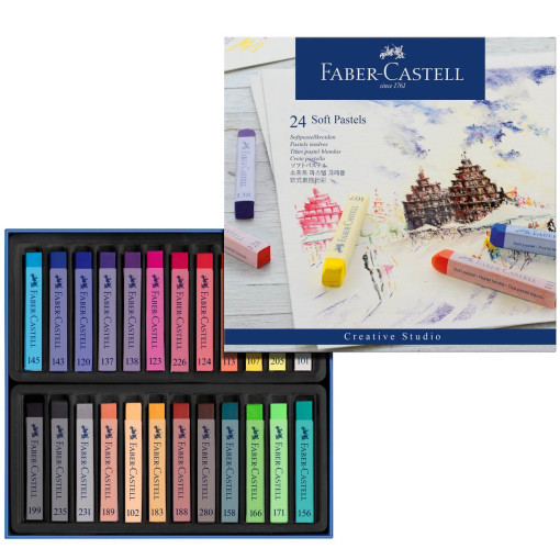 Creioane pastel soft 24 culori Faber-Castell