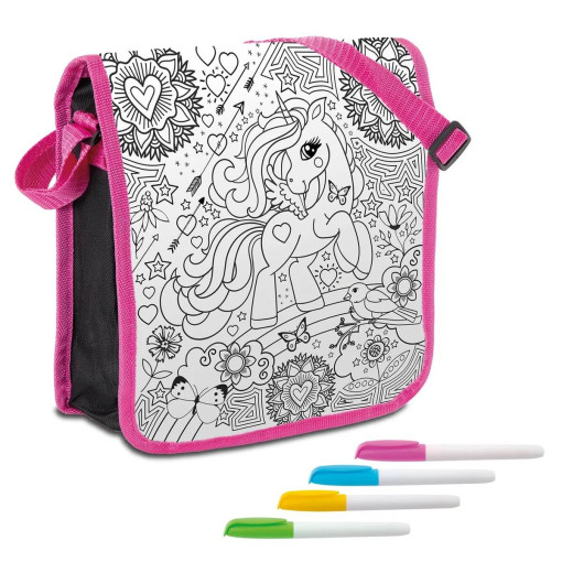 Set geanta fetite cu model pentru desenat 30 x 25 cm cu 4 markere