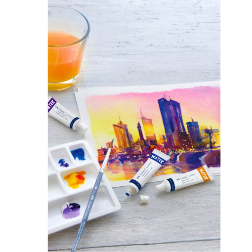 Set culori tempera la tub 9ml cu paleta Faber-Castell - imagine 3