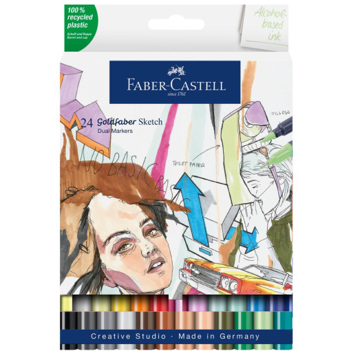 Set markere sketch cu 2 capete manga Goldfaber Faber-Castell