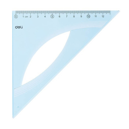 Echer 12 cm 45 grade transparent Deli albastru