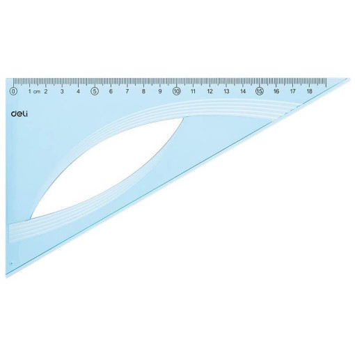 Echer 18 cm 60 grade transparent Deli albastru
