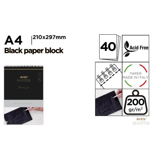 Bloc desen A4 Artix 40 file 20 gr. foi negre - imagine 3