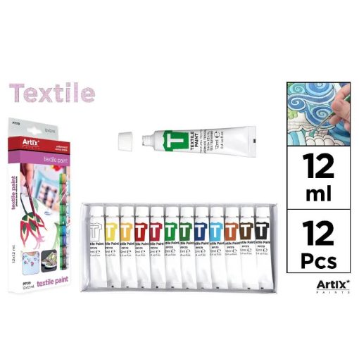 Set 12 culori pentru textile Artix 12 ml - imagine 2