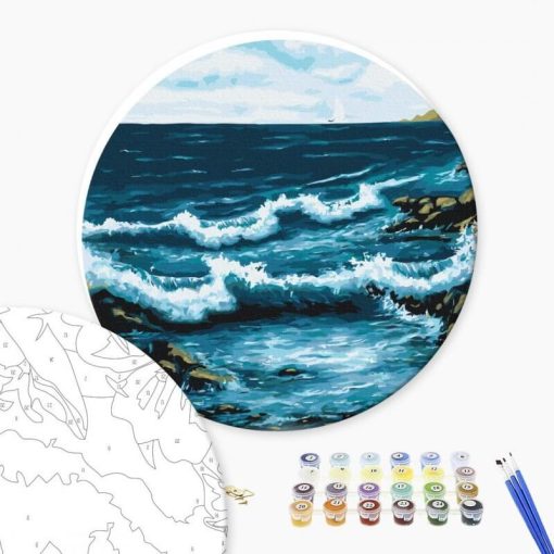 Set pictura pe numere 40x40 cm BRUSHME cu pensule si culori