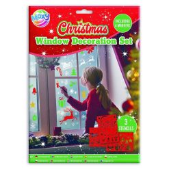 Set decorat geam de Craciun cu markere si modele