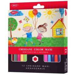 Set 12 creioane colorate maxi hexagonal Daco