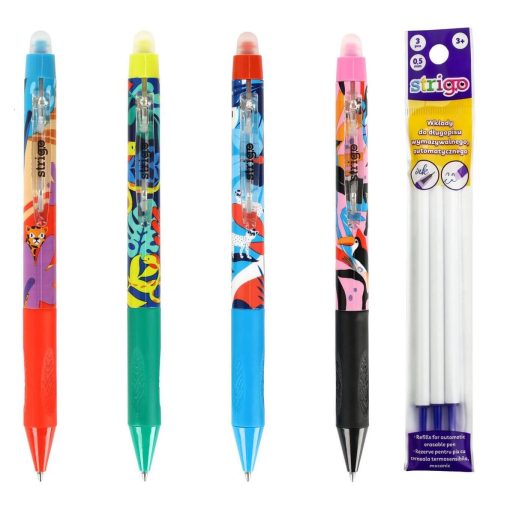 Set 4 pixuri cu 3 rezerve scrie si sterge Strigo Jungle
