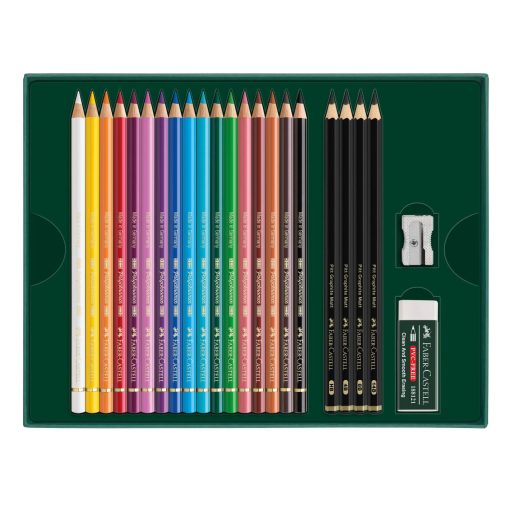 Set cadou 17 creioane colorate Polychromos 4 creioane grafit Matt si accesorii Faber-Castell - imagine 3