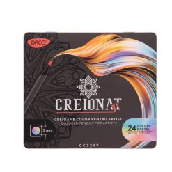 Set 24 creioane pastel Daco in cutie metalica