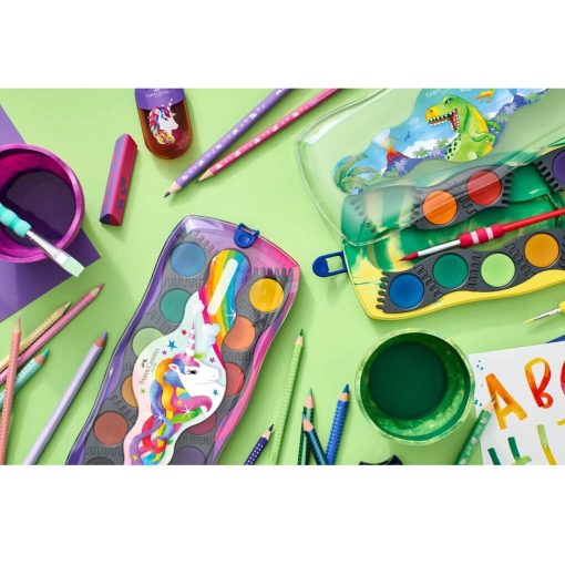 Cutie apa Click-Go verde marmorat Dinozauri Faber-Castell - imagine 5