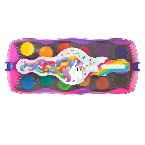 Set 12 culori acuarele Connector Unicorni 2025 Faber-Castell - imagine 3