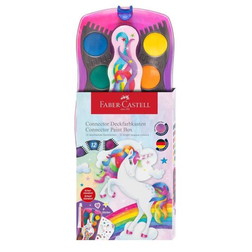 Set 12 culori acuarele Connector Unicorni 2025 Faber-Castell