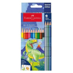 Set creioane colorate 10+3 culori Dinozauri Faber-Castell