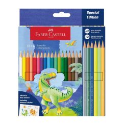 Set creioane colorate 18+6 culori Dinozauri Faber-Castell