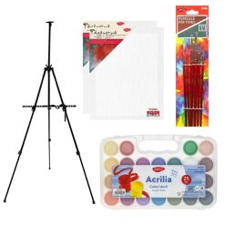 Set pictura cu sevalet Daco, culori, pensule si panza
