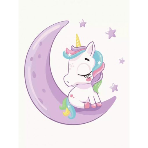 Set pictura pe numere 30x40 cm Unicorn pe luna cu pensule si culori - imagine 2