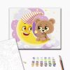 Set pictura pe numere 30x40 cm Ursulet pe luna cu pensule si culori