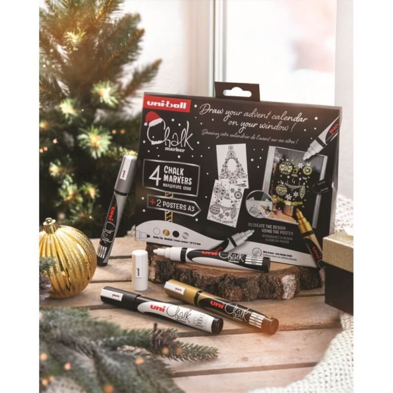 Set 4 markere creta Craciun Uni Elegante - imagine 2