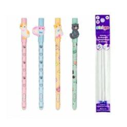 Set 4 pixuri si 3 rezerve Strigo cerneala cu stergere Pisicute
