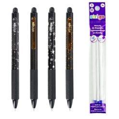 Set 4 pixuri si 3 rezerve Strigo cerneala cu stergere Stars