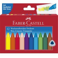 Set 12 culori creioane cerate triunghiulare Faber-Castell